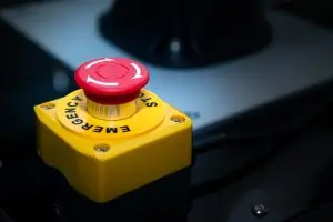 Emergency stop button It is a warning symbol for workers to reduce losses or accidents.
